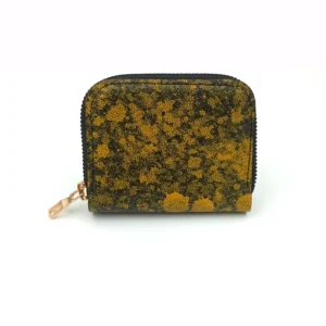 جاکارتی آکاردئونی زرد چرم طبیعی مدل دورزیپ