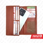کیف پول و موبایل چرم عسلی
