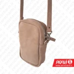 کیف موبایل دوشی چرم جیر کرم خاکی
