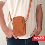 کیف موبایل دوشی چرم جیر شتری