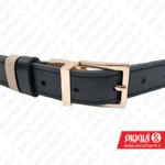 کمربند دورو چرم زنانه مشکی و کرم