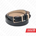 کمربند دورو چرم زنانه مشکی و کرم