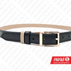 کمربند دورو چرم زنانه مشکی و کرم