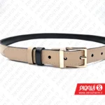 کمربند دورو چرم زنانه مشکی و کرم