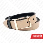 کمربند دورو چرم زنانه مشکی و کرم