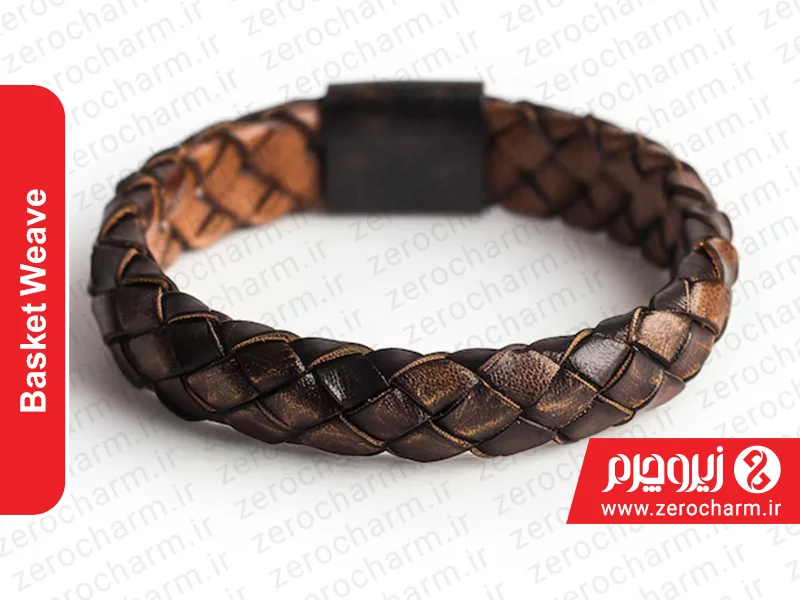 دستبند چرمی بافت حصیری