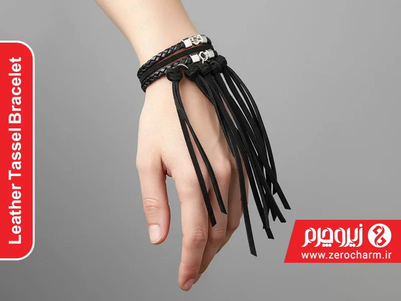دستبند با تریشه چرم طبیعی
