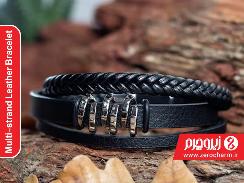 دستبند چرم طبیعی چند رشته ای