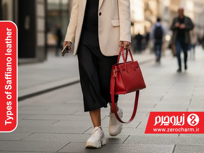 کیف قرمز با چرم سافیانو