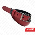کمربند دو رو زنانه رنگ مشکی و زرشکی سگک دودی