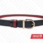 کمربند دو رو زنانه رنگ مشکی و زرشکی سایز 25 میلیمتر