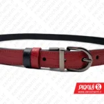 کمربند دو رو زنانه رنگ مشکی و زرشکی سایز 25 میلیمتر