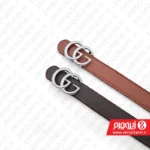 کمربند زنانه مجلسی گوچی دو رو با سگک نقره ای