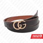 کمربند زنانه مجلسی گوچی دو رو با سگک طلایی