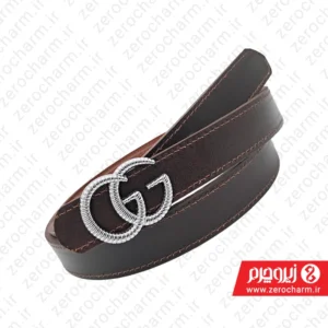 کمربند زنانه مجلسی گوچی دو رو قهوه ای-عسلی