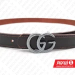 کمربند زنانه مجلسی گوچی دو رو با سگک نقره ای