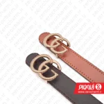 کمربند زنانه مجلسی گوچی دو رو با سگک طلایی