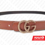 کمربند زنانه مجلسی گوچی دو رو قهوه ای-عسلی