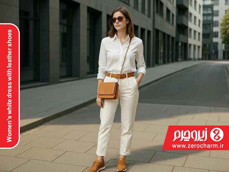لباس سفید با کفش چرمی