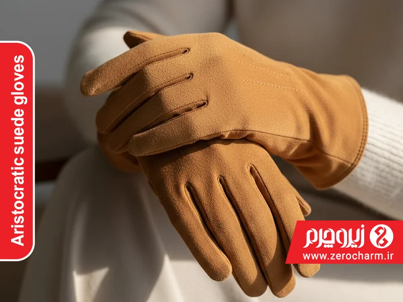 دستکش جیر اشرافی زنانه به رنگ عسلی